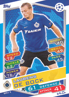 Laurens De Bock Club Brugge 2016/17 Topps Match Attax CL #BRU03